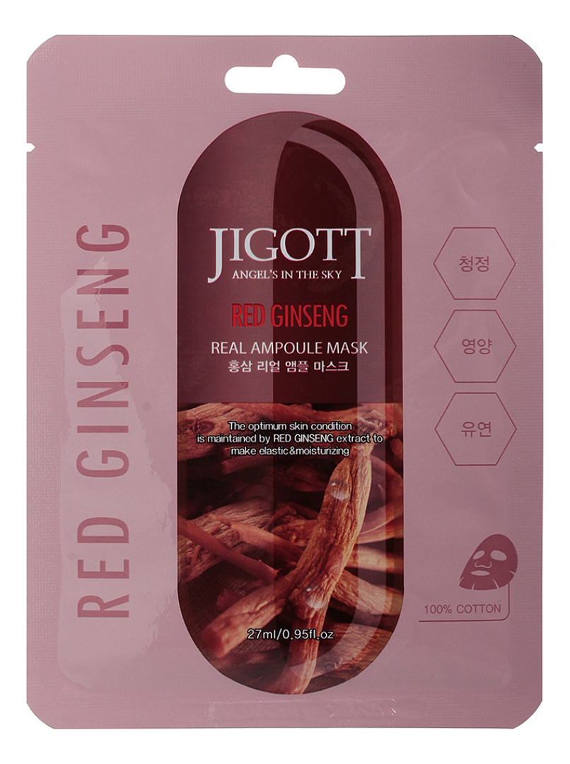 

Тканевая маска для лица с экстрактом красного женьшеня Red Ginseng Real Ampoule Mask 27мл