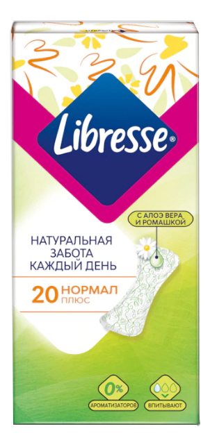 

Ежедневные прокладки Natural Care Normal: Прокладки 20шт, Ежедневные прокладки Natural Care Normal