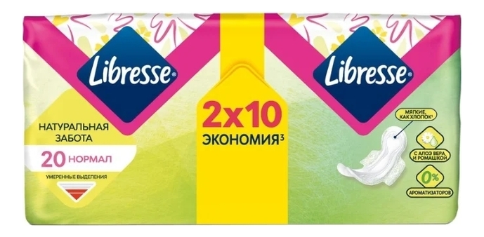 

Прокладки гигиенические Natural Care Normal: Прокладки 20шт, Прокладки гигиенические Natural Care Normal
