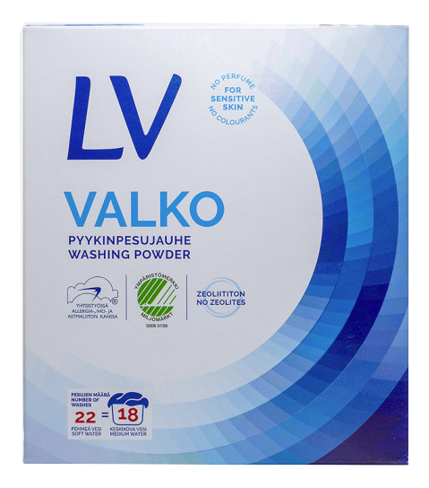 

Концентрированный стиральный порошок для белого белья Valko Pyykinpesujauhe: Порошок 750г, Концентрированный стиральный порошок для белого белья Valko Pyykinpesujauhe