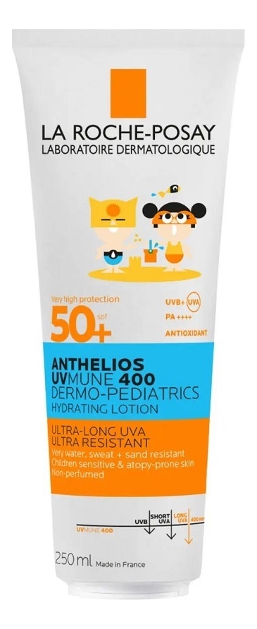 цена Солнцезащитное молочко для младенцев и детей Anthelios Dermo-Pediatrics Lait SPF50+ 250мл