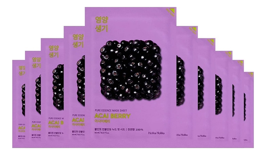 

Витаминизирующая маска для лица с экстрактом ягод асаи Pure Essence Mask Sheet Acai Berry 23мл: Маска 5шт, Витаминизирующая маска для лица с экстрактом ягод асаи Pure Essence Mask Sheet Acai Berry 23мл