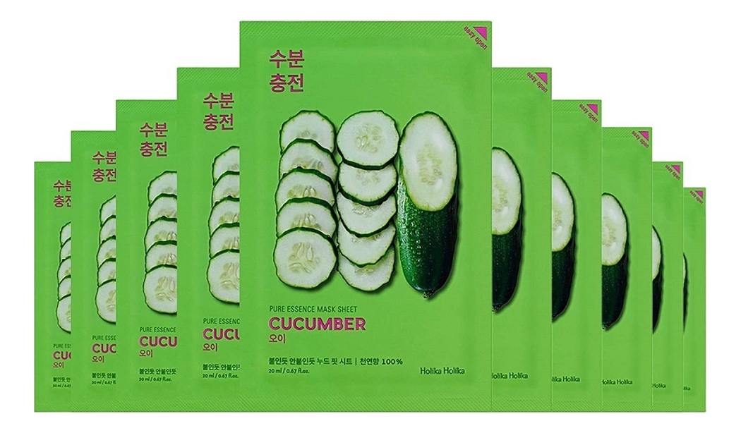 Успокаивающая тканевая маска для лица с экстрактом огурца Pure Essence Mask Sheet Cucumber 20мл: Маска 5шт