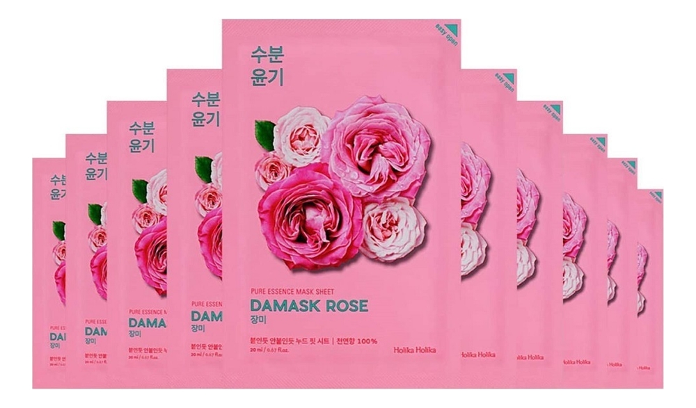 Увлажняющая тканевая маска для лица с экстрактом розы Pure Essence Mask Sheet Damask Rose 20мл: Маска 5шт