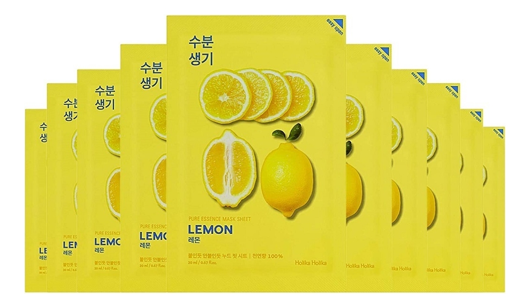 Купить Тонизирующая тканевая маска для лица с экстрактом лимона Pure Essence Mask Sheet Lemon 20мл: Маска 5шт, Holika Holika