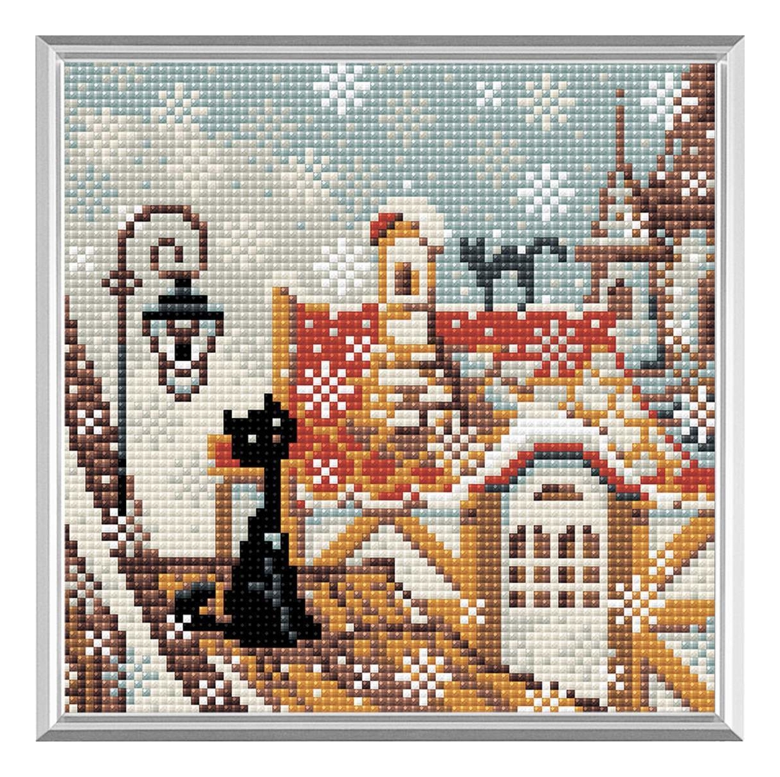 

Алмазная мозаика "Город и кошки. Зима" (20х20см)