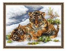 РИОЛИС Набор для вышивания крестом Сотвори сама "Тигрята в снегу" (40х30см)