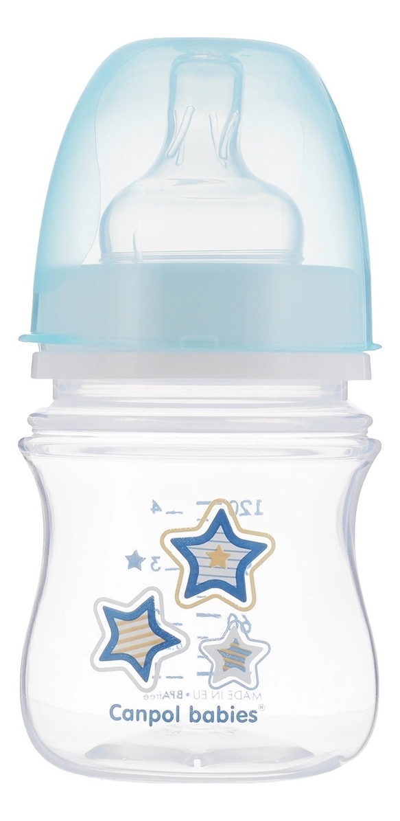 

Бутылочка с широким горлышком антиколиковая PP EasyStart 0+ 120мл: Newborn Baby (голубая), Бутылочка с широким горлышком антиколиковая PP EasyStart 0+ 120мл