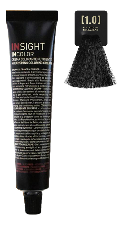 Крем-краска для волос с фитокератином Incolor Crema Colorante 100мл: 1.0 Черный от Randewoo