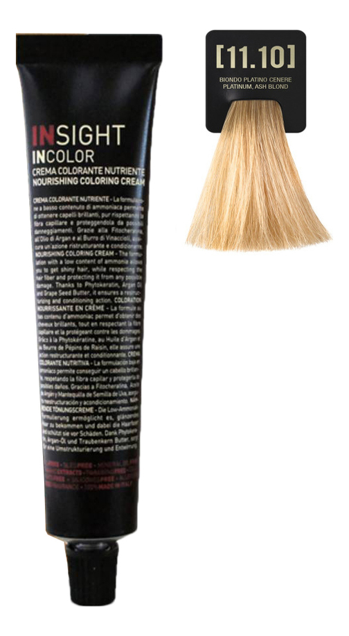 Крем-краска для волос с фитокератином Incolor Crema Colorante 100мл: 10.11 Интенсивно-пепельный супер светлый блондин от Randewoo
