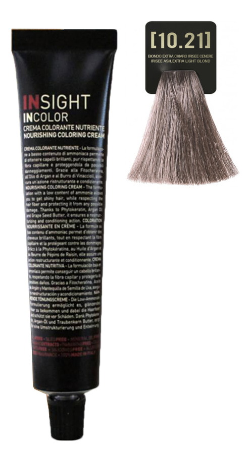Крем-краска для волос с фитокератином Incolor Crema Colorante 100мл: 10.21 Перламутрово-пепельный супер светлый блондин от Randewoo