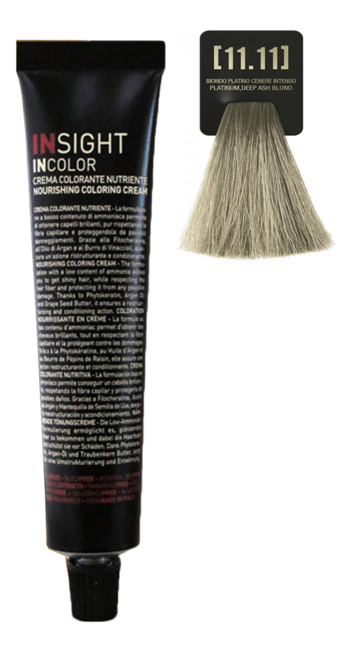 

Крем-краска для волос с фитокератином Incolor Crema Colorante 100мл: 11.11 Платиновый интенсивно-пепельный блонд, Крем-краска для волос с фитокератином Incolor Crema Colorante 100мл