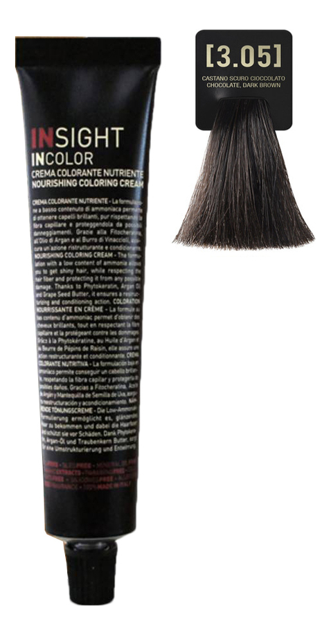 Крем-краска для волос с фитокератином Incolor Crema Colorante 100мл: 3.05 Шоколадный темно-коричневый от Randewoo