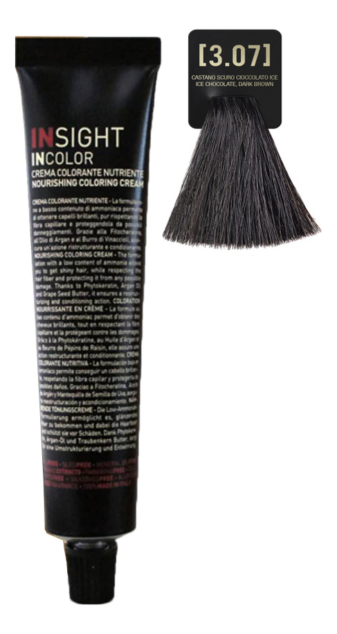 Крем-краска для волос с фитокератином Incolor Crema Colorante 100мл: 3.07 Ледяной шоколадный темно-коричневый от Randewoo