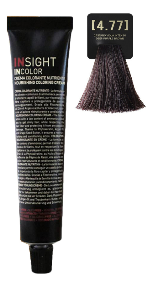 

Крем-краска для волос с фитокератином Incolor Crema Colorante 100мл: 4.77 Фиолетовый интенсивный коричневый, Крем-краска для волос с фитокератином Incolor Crema Colorante 100мл