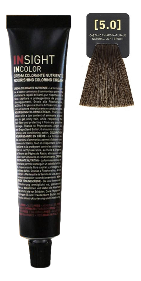 Крем-краска для волос с фитокератином Incolor Crema Colorante 100мл: 5.0 Светло-коричневый натуральный от Randewoo