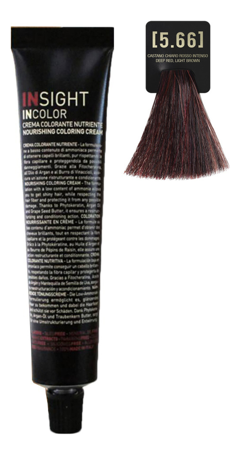 Купить Крем-краска для волос с фитокератином Incolor Crema Colorante 100мл: 5.66 Красный интенсивный светло-коричневый, INSIGHT