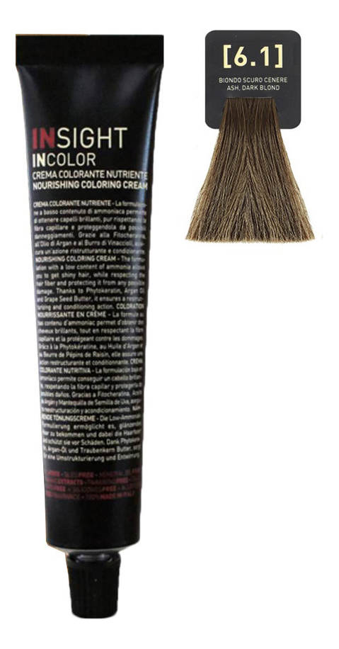

Крем-краска для волос с фитокератином Incolor Crema Colorante 100мл: 6.1 Пепельный темный блондин, Крем-краска для волос с фитокератином Incolor Crema Colorante 100мл