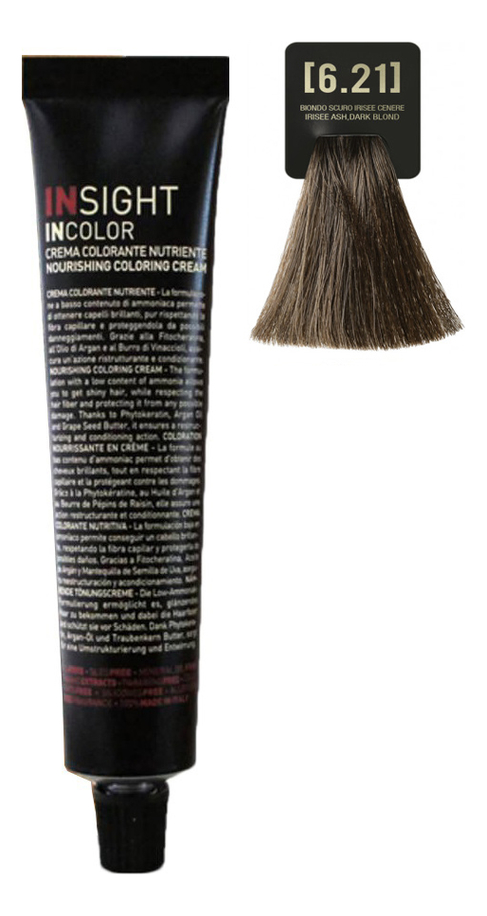 

Крем-краска для волос с фитокератином Incolor Crema Colorante 100мл: 6.21 Перламутрово-пепельный темный блондин, Крем-краска для волос с фитокератином Incolor Crema Colorante 100мл