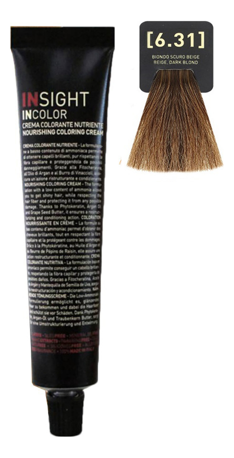 

Крем-краска для волос с фитокератином Incolor Crema Colorante 100мл: 6.31 Бежевый темный блондин, Крем-краска для волос с фитокератином Incolor Crema Colorante 100мл
