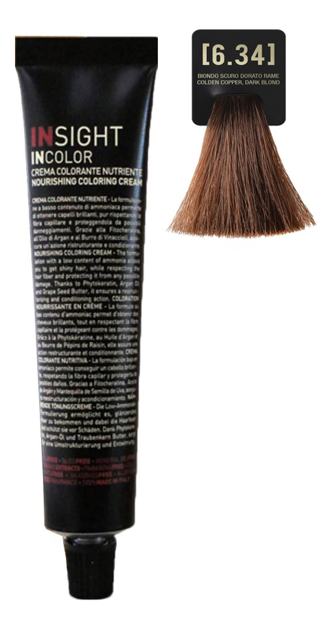

Крем-краска для волос с фитокератином Incolor Crema Colorante 100мл: 6.34 Золотисто-медный темный блондин, Крем-краска для волос с фитокератином Incolor Crema Colorante 100мл