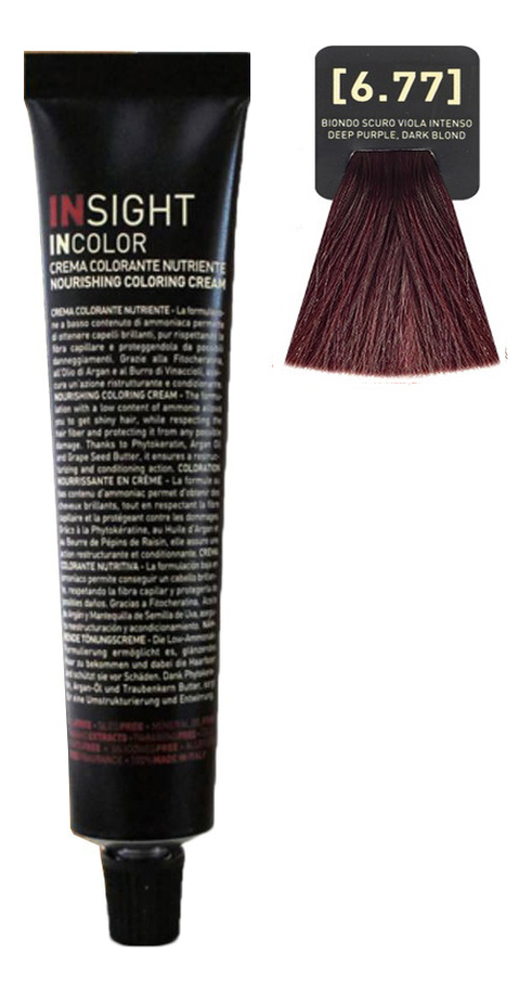 

Крем-краска для волос с фитокератином Incolor Crema Colorante 100мл: 6.77 Фиолетовый интенсивный темный блондин, Крем-краска для волос с фитокератином Incolor Crema Colorante 100мл