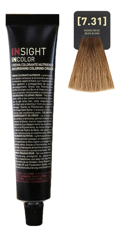 

Крем-краска для волос с фитокератином Incolor Crema Colorante 100мл: 7.31 Бежевый блондин, Крем-краска для волос с фитокератином Incolor Crema Colorante 100мл
