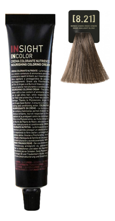 

Крем-краска для волос с фитокератином Incolor Crema Colorante 100мл: 8.21 Перламутрово-пепельный светлый блондин, Крем-краска для волос с фитокератином Incolor Crema Colorante 100мл