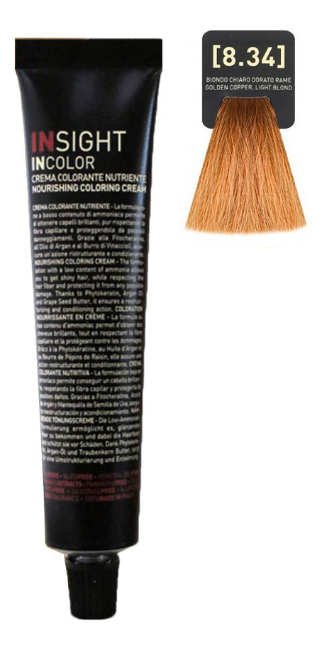 

Крем-краска для волос с фитокератином Incolor Crema Colorante 100мл: 8.34 Золотисто-медный светлый блондин, Крем-краска для волос с фитокератином Incolor Crema Colorante 100мл