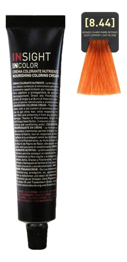 

Крем-краска для волос с фитокератином Incolor Crema Colorante 100мл: 8.44 Медный интенсивный светлый блондин, Крем-краска для волос с фитокератином Incolor Crema Colorante 100мл