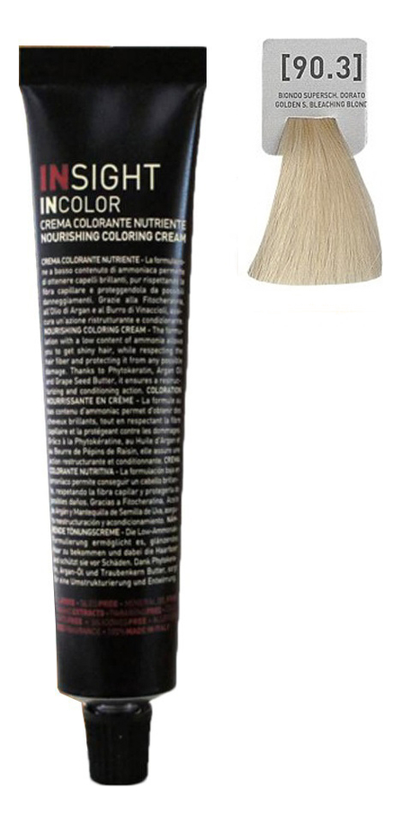 

Крем-краска для волос с фитокератином Incolor Crema Colorante 100мл: 90.3 Суперосветляющий песочный блондин, Крем-краска для волос с фитокератином Incolor Crema Colorante 100мл