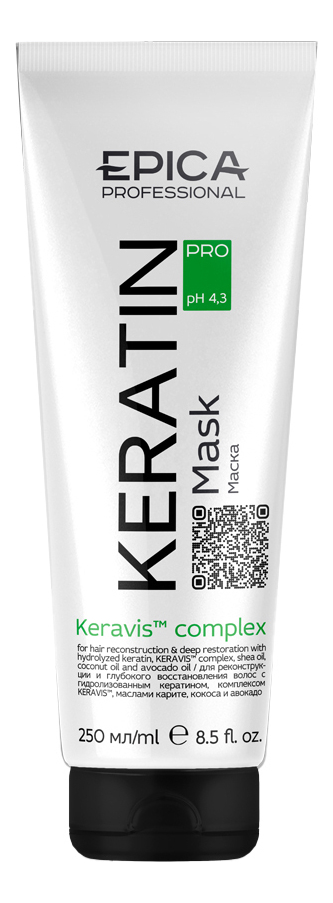 Маска для реконструкции и глубокого восстановления волос с кератином Keratin Pro Mask: Маска 250мл epica маска keratin pro для реконструкции и глубокого восстановления волос 250 мл