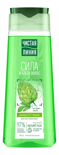 Чистая линия шампунь-бальзам с экстрактом хмеля и репейным маслом 2 в 1 ...
