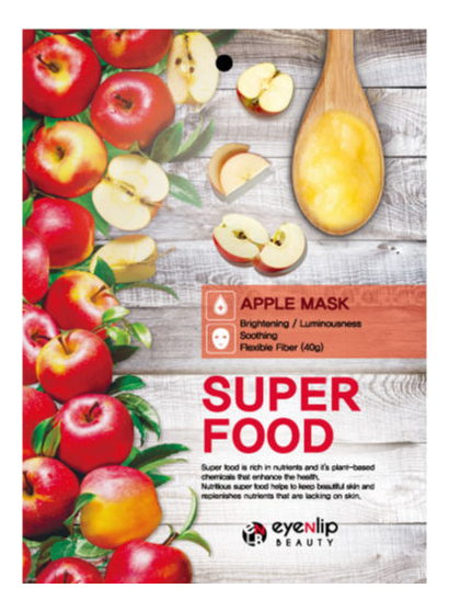 Тканевая маска для лица с экстрактом яблока Super Food Apple Mask 23мл, Eyenlip  - Купить