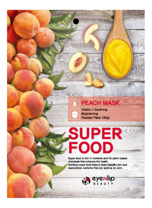 

Тканевая маска для лица с экстрактом персика Super Food Peach Mask 23мл