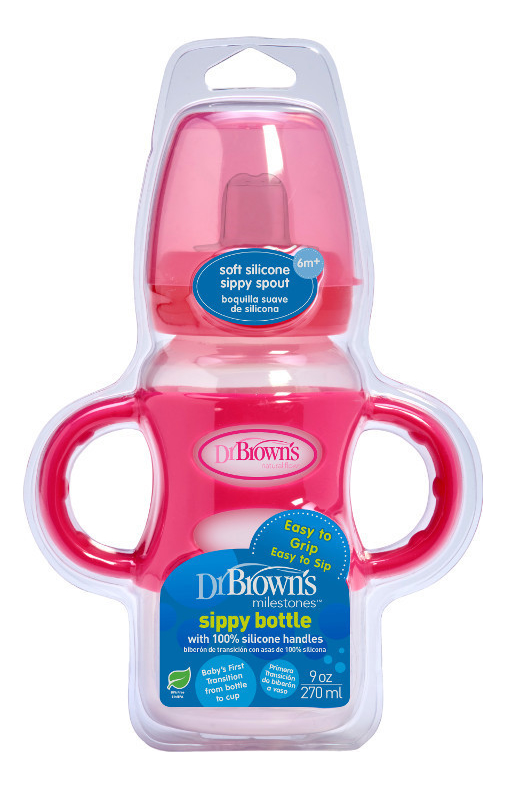 

Поильник с силиконовыми ручками Natural Flow Milestones Sippy Bottle WB91002 270мл (розовый, совместимый с бутылочкой Options+ с широким горлышком)