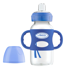 Dr. Brown's Поильник с силиконовыми ручками Natural Flow Milestones Sippy Bottle WB91003 270мл (синий, совместимый с бутылочкой Options+ с широким горлышком)