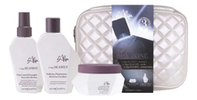 L'Alga Дорожный набор для термозащиты волос в белой стеганой косметичке Seazone Beauty Bag 3*100мл (шампунь + кондиционер + спрей термозащитный)