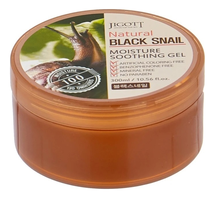 Купить Гель для лица и тела с экстрактом муцина черной улитки Natural Black Snail Moisture Soothing Gel 300мл, Jigott