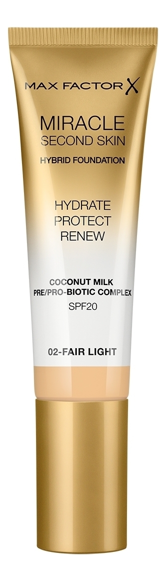 

Тональная основа с натуральным кокосовым молоком Miracle Second Skin SPF20 30мл: 02 Fair Light, Тональная основа с натуральным кокосовым молоком Miracle Second Skin SPF20 30мл
