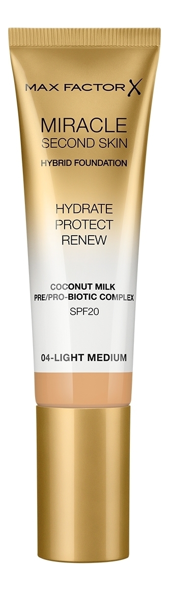 

Тональная основа с натуральным кокосовым молоком Miracle Second Skin SPF20 30мл: 04 Light Medium, Тональная основа с натуральным кокосовым молоком Miracle Second Skin SPF20 30мл