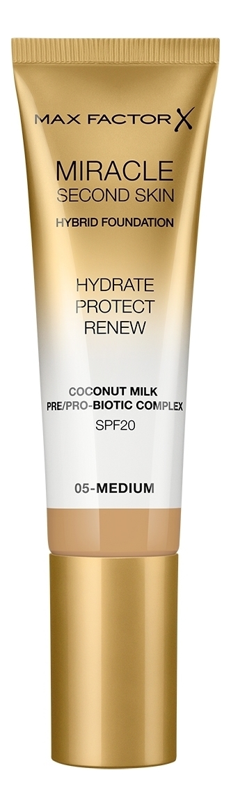 

Тональная основа с натуральным кокосовым молоком Miracle Second Skin SPF20 30мл: 05 Medium, Тональная основа с натуральным кокосовым молоком Miracle Second Skin SPF20 30мл