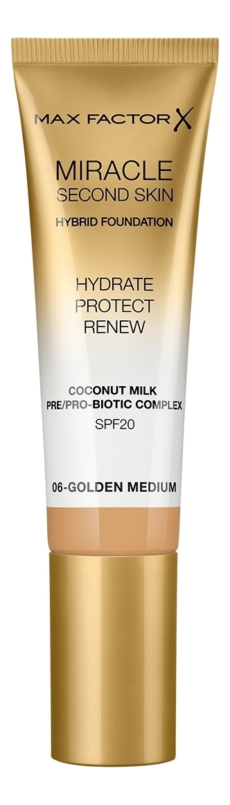 

Тональная основа с натуральным кокосовым молоком Miracle Second Skin SPF20 30мл: 06 Golden Medium, Тональная основа с натуральным кокосовым молоком Miracle Second Skin SPF20 30мл