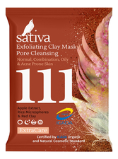 Sativa Маска-гоммаж для очищения пор лица Exfoliating Clay Mask Pore Cleansing No111 15мл