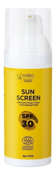 Купить Солнцезащитный крем для лица и тела Sun Screen SPF30: Крем 50мл, mi&ko