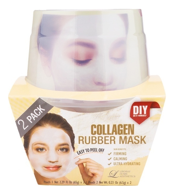Купить Альгинатная маска для лица с коллагеном Collagen Rubber Mask (пудра 2шт + активатор 2шт), Lindsay