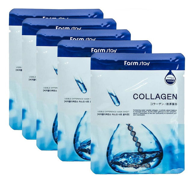 

Тканевая маска для лица с коллагеном Visible Difference Mask Sheet Collagen 23мл: Маска 5шт, Тканевая маска для лица с коллагеном Visible Difference Mask Sheet Collagen 23мл