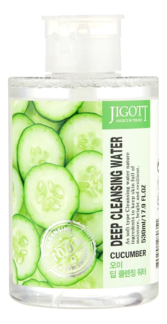 Очищающая вода для лица с экстрактом огурца Deep Cleansing Water Cucumber 530мл jigott cucumber deep cleansing water очищающая вода с экстрактом огурца