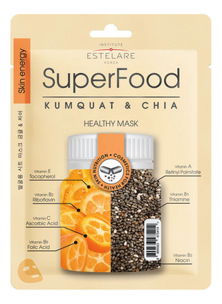 

Тканевая маска для лица SuperFood Kumquat & Chia Healthy Mask 25г (кумкват, чиа)