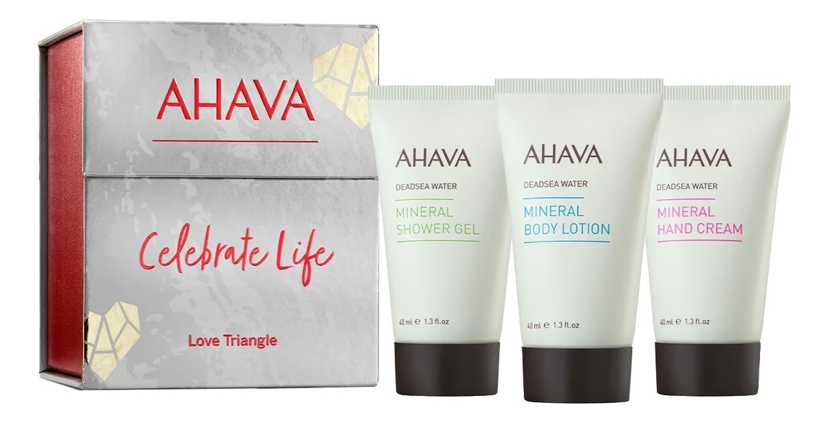 

Набор Deadsea Water Love Triangle (крем для рук 40мл + крем для тела 40мл + гель для душа 40мл)